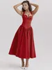 Lässige Kleider Mozision Elegant Rückenless Midi Kleid für Frauen Mode tiefe N-Neck-Halfterhälfte A-Line Loose Club Party Long 2024