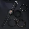 Armbanduhren Männergeschäft Handsome Belt Quartz Watch 4 Armbänder