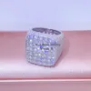 Fijne sieraden VVS Moissanite Iced Out Rings Men Sterling Silver Diamond Hip Hop Ring