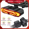 Kits WSDCAM Luz trasera de bicicleta inteligente con señal de giro impermeable antitheft Alarma Bike Braking Turdight con protección contra seguridad de la rejilla