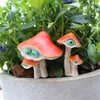 Garden Decorations 3Pcs Resin Mini Mushroom Statue Figurines Accessories Cake Landscape Dollhouse Ornaments