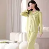 Abbigliamento da casa per il pigiama del pigiama da donna in pigiama primaverila e pantaloni lunghi a maniche lunghe di cotone autunno Corea Carina grafica indossare abiti da sonno