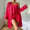 Home Clothing Niezależna projekt przyjazdu 2024 Spring Lato Kobiet Pure Kolor Silk Silk Pajamas Suspeners Shorts Nightgown Thr THR