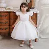 Mädchenkleider Kleinkind Bogen Babykleid für 1. Geburtstag Pailletten Prinzessin Party Hochzeit geborene Taufe weiße Prom Kinder Kleidung