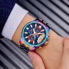 Watches 2020 Rainbow Waterproof Quartz Watch Mens Chronograph Skeletion Steampunk Wristwatch Men rostfritt stål klockband gåva man ny ny