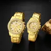 Wristwatches LANCARDO Lovers Diamond Three Eyes Decorative Gold Watch Analog Quartz Arabic Digital Scale Detachable Stainless Steel Strap