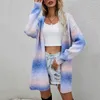 Rainbow Tie-Dye Women Cardigan Spring Autumn Korean Match Stickade tröja Rockar Färgglad långärmad gradient Knitwear 240320