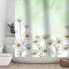 Shower Curtains Abstract Plant Curtain Sunshine Design Beautiful Daisy Pattern With Hooks Waterproof Fabric Bathroom Decor