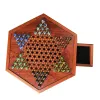 Ställer in Classic Wood Board Game Chinese Checkers Fine Chessboard 6 Color Glass Marbles Fun Multiplayer Set