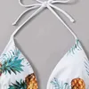 Frauen Badebekleidung Jugend stilvolle 2pcs Bikini für sexy Neckholder-Schnüre-Micro-Mode-Obst-Print-Badeanzug