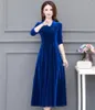 Casual Dresses 2024 Autumn/winter Upscale Velvet V-neck Western-style Dress With Large Bottom And Belly Covering To Show Temperament