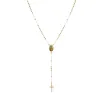 Colliers Hzman 14K Gold plaqué DESYT Y Collier Rosaire Perle Vierge Marie Jésus Cruicifix Cross Collier de tour ajusté pour les filles