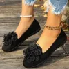 Chaussures décontractées pour femmes 2024 Fashion Slip-on Flat Automne Round Round Couleur Couleur Fleur Fleur Bouche peu profonde Talons bas pour femmes