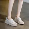 Casual Shoes Drkanol Concise Sneakers Women Flat Platform Spring Lace-Up äkta läder Akademisk stil Lättviktskiva