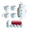 Koliny bioder Zestaw Wino Blue Flower Wine Japan Sake Ceramiczny garnek z Picie Flagon Bar (1 4 szklanki)