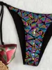 Frauen Badebekleidung sexy Bikini Push Up Bikinis für Frauen farbenfrohe Paillettengebundene Schnur Bling Glitter Strand tragen Badeanzug Bad