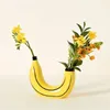 Vaser förtjockad regnbåge banan harts vas blomma potten färgglad båg u form arrangemang planterträdgård