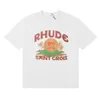 Rhude Shirt Shirt Sleeves Designer TシャツシャツRhudeショーツ女性スウェットパンツシャツ服夏の贅沢なコットンレタープリントトップスビーチスタイルのティー