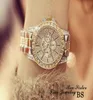 Polshorloges Fashion Lady BS Brand Square Diamond Watch Women Full Steel Band Silver Bangle Bracelet Drop4029155