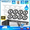 System Misecu HD 4K PoE Security Surveillance Camera System Kit AI Face Detection Color Night Audio Record IP Camera CCTV Video NVR Set