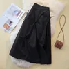 Skirts Women's Long Skirt Black Half Autumn 2024 High Waisted Mid Length A-line Pleated P676