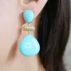 Oorbellen kqdance blauw turquoise grote witte natuurlijke zoetwaterparel lange oorbellen met 925 zilveren naald goudplaat sieraden voor vrouwen