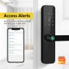 Vergrendel Biometrische vingerafdrukdeurslot F7 Black Smart Lock Tuya App Wifi of Ble Remote ontgrendelende sleutelloze slot elektronische deurslot