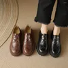 Dress Shoes 2024 Spring Women Pumps Natural Leather 22-24.5cm Cowhide Pigskin Sheepskin Retro Brogue Thick Sole Single