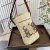 Luxe ontwerper bucket Bag een schouderhandtas lowwe familie crossbody papier geweven mobiele telefoon tas mode dames zusters vakantie strandtas