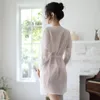 Kvinnors sömnkläder Gaze Cardigan Spets Sleeve Nightgown Perspective Sexig frestelse Hemkläder Underkläder Set See Through Dressing Robe