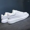Casual Shoes Round Toe Fashion Women Flat Sponge Cake Thick Bottom Increased Sneakers Leather