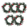 Decorative Flowers 5 Pcs Hanging Wreaths Dining Table Door Ornaments Plastic Simulated Rings Decors Mini Christmas Xmas Coniferous Garland