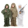 Ensembles / combinés enfants enfants de chasse des vêtements de chasse 3d Maple Leaf bionic ghillie costumes yowie sniper camouflage costume Birdwatch Airsoft Camouflage Set