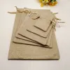 Andere 20 -stks Jute Zak Jute linnen tas tas cadeauzakje jutte zakjes diy handgemaakte jute tas pack kerstfeest bruiloft sieraden zakje