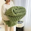 Blankets Winter Warm Blanket Plush Skin-Friendly Bedspread Solid Striped Throw Sofa Air Conditioning For Bedroom