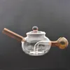 2pcs chineses bule de chá chinês queimador de óleo de vidro Bongo colorido colorido fumando canos de água de água de mini dab rigas pequenos bubbler reciclagem Bongo Bong