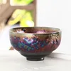 Kopjes schotels Tianmu Glaze Kiln Zeven kleuren Peacock Tea Bowl Eigenaar theekop hoed enkele beker Jianzhan Meditation