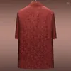 Herren lässige Hemden Langjieao High-End Heavy Xiangyun Garn Tang Anzug Sommer Kurzer Mulberry Silk Red Cloud Opa chinesischer Stil Top