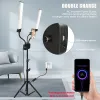 Monopods Double Arms LED Fill Light Photo Studio Long Strips LED RING LAMP med stativ LCD -skärm 32005600K fotografisk selfie -belysning