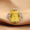 Cluster Rings Yellow Crystal Hollowed Out Carved Ring Jewelry Boastful Hand