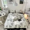 Bedding Sets Cotton Cotton Original Ecology Set White Conjunto chique Black Bamboo Tampa de edredão impressa travesseiro de lençol super respirável 4/7pcs