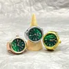 Cluster Rings 2024 Mini Green Watch Ring Creative Metal Shell Finger Elastic Strap Women Men Trendy Fashion Jewelry Gifts