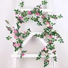 Flores decorativas de 180 cm de rosa artificial videira de alta imitação de decoração de casamentos parede pendurada rattan