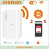 Rilevatore Staniot Tuya Smart WiFi Door Worter Sensor Aperto Rilevatore chiuso La protezione della sicurezza domestica Smart Life Control Work con Alexa