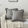 Pillow Solid Color Ruffle Pillowcase Soft Comfortable Sofa White Pink Gray Cover Home Decorative 45x45cm