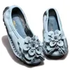 Casual Shoes Ceyaneao Women Flats 2024Handmade Woman Flower äkta läder platt balett slip på loafers