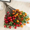 Decorative Flowers Artificial Pomegranate Branches 9 Heads Branch With Leaves Red Home Garden Decor