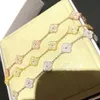 Vans Fashion Clover Six Flower Bransoletka inkrustowana z pełną diamentową wysoką edycją Grube Plane V Gold 18 -Klasy Luksusowe Moda Klasyczna bransoletka