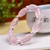 Link Bracelets Natural Clear Rose Quartz Bucket Bead Bracelet Women Trendy Reiki Healing Elastic Yoga Energy Wristband Jewelry Gift 10X16MM