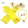 Party Decoration 5st/Set Children's Yellow Princess Dress Accessories Holiday Up Child Beauty Crown Scepter Halsband örhängehandskar